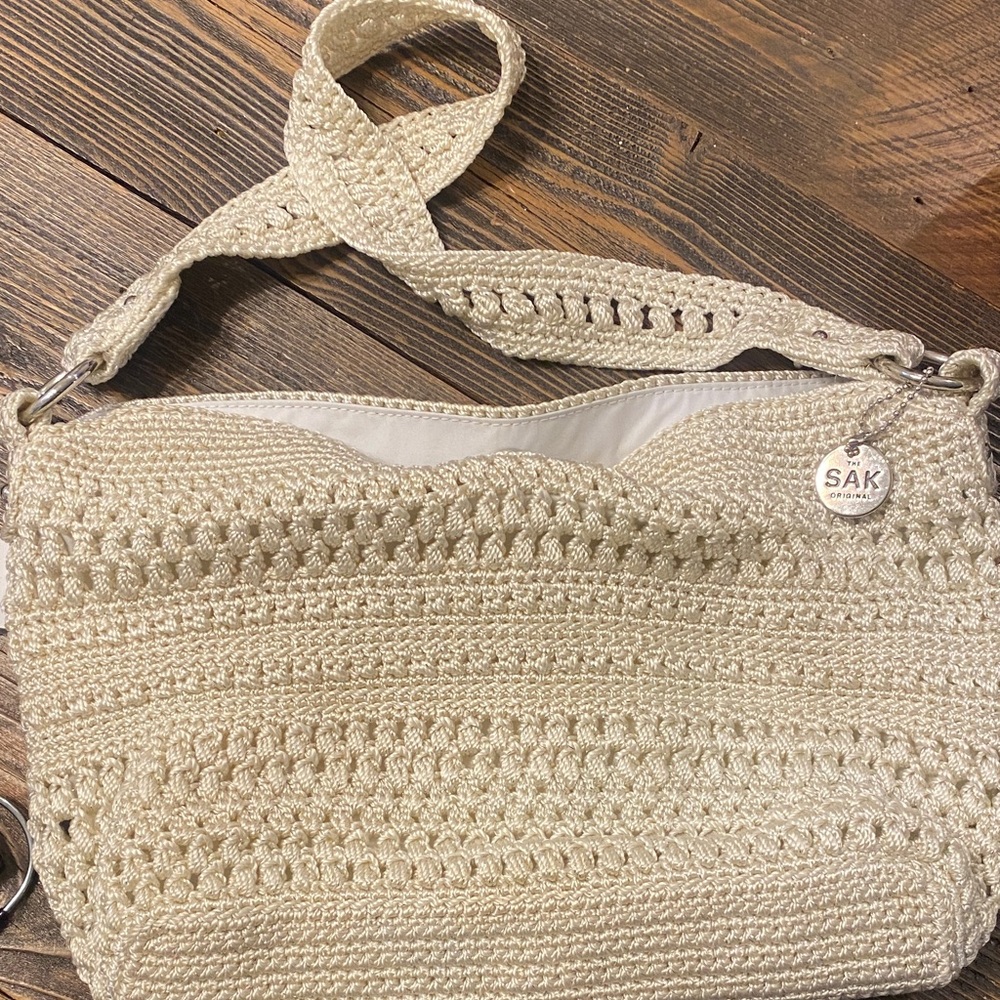 The Sak Tan Crochet Shoulder Bag purse - Picture 4 of 9